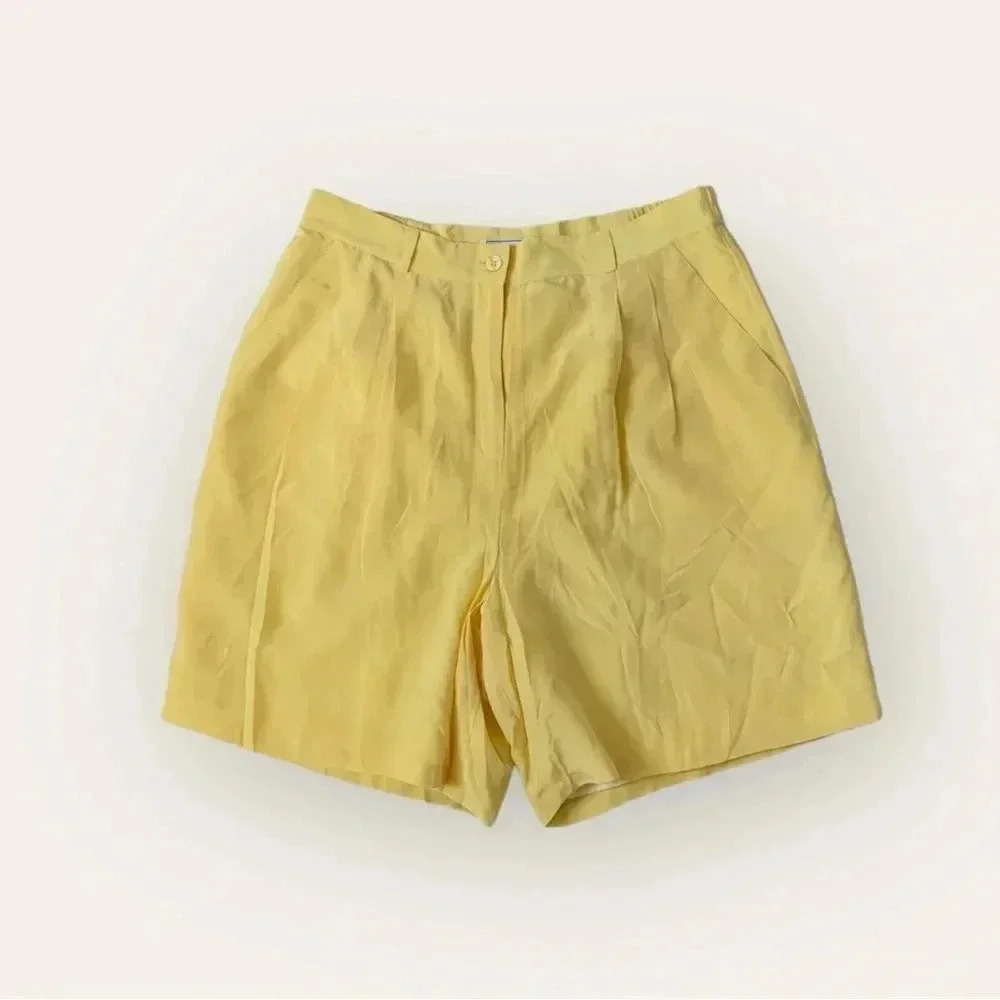 Stephanie Andrew’s yellow silk shorts